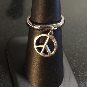 ☮️ Peace Sign Charm Ring | Stainless Steel